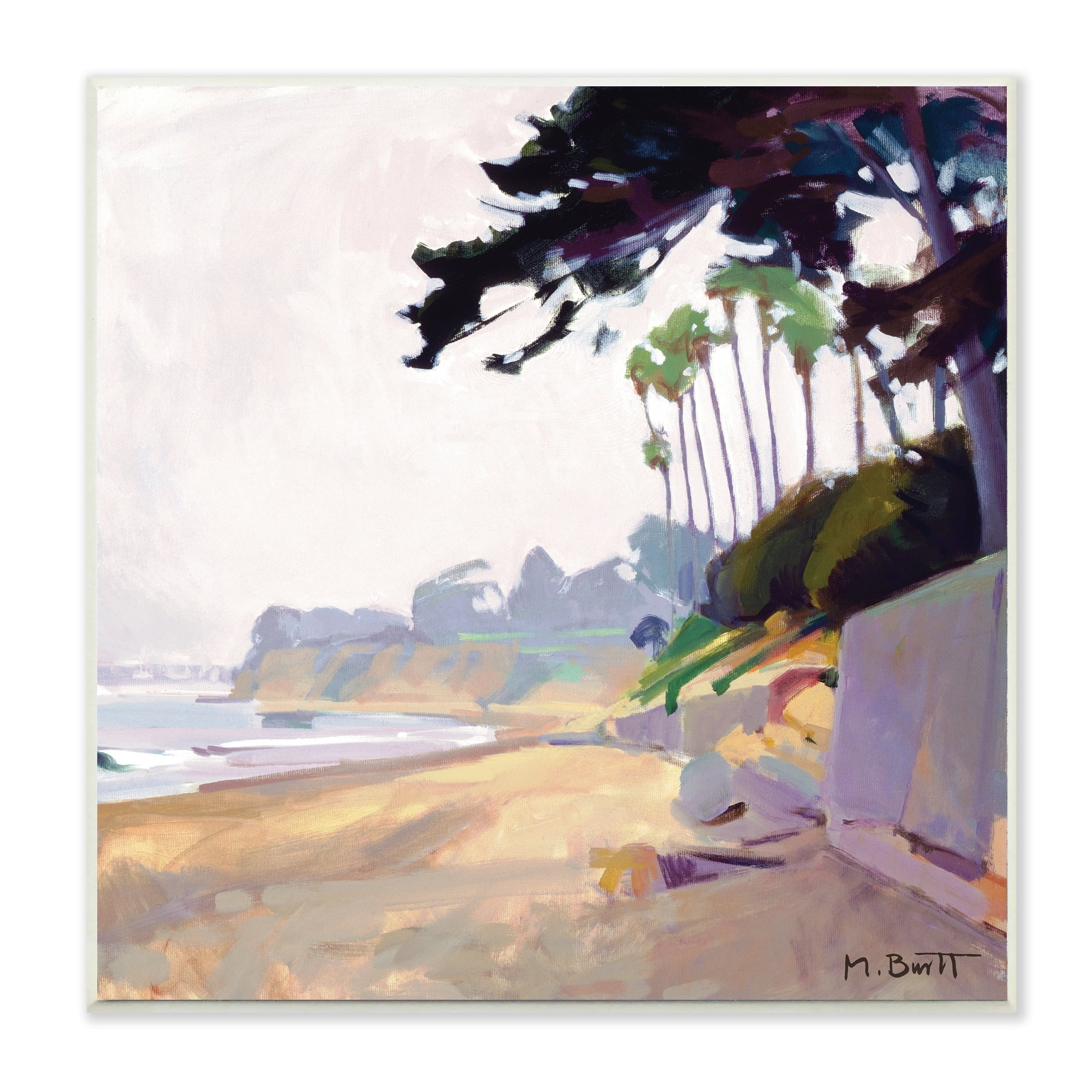 Stupell Industries Summer Haze Beach Landscape Nautical Coastline,12 x 12,Designed by Marcia Burtt