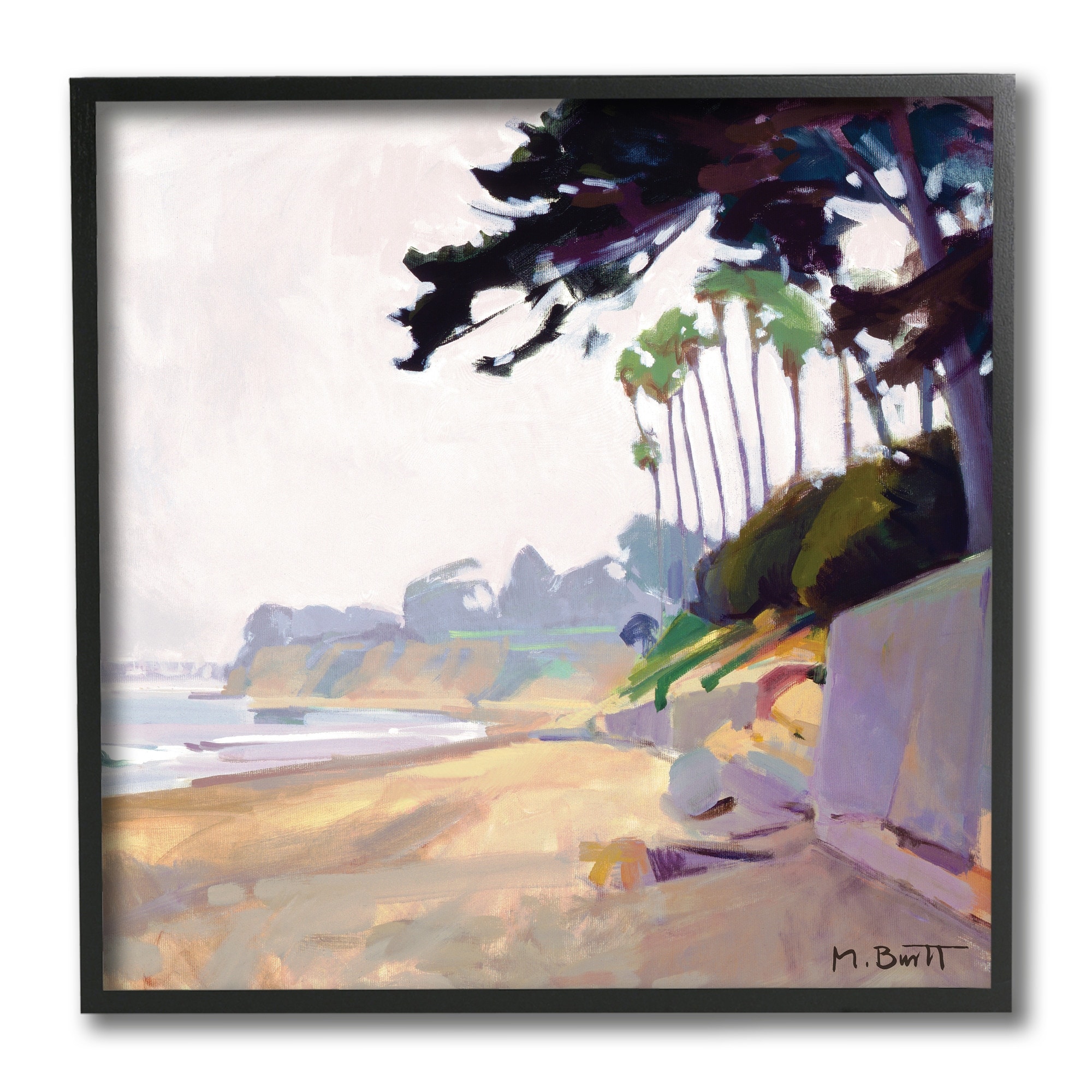 Summer Haze Beach Landscape Nautical Coastline 12 in x 12 in Framed Painting Art Print, by Stupell Home Décor