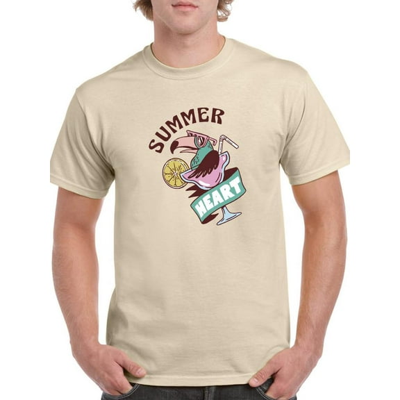 Summer Heart Toucan W Drink T-Shirt Men -Smartprints Designs, Male 4X-Large