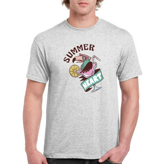 Summer Heart Toucan W Drink T-Shirt Men -Smartprints Designs, Male Medium