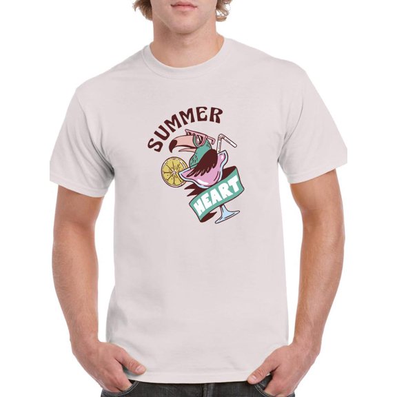 Summer Heart Toucan W Drink T-Shirt Men -Smartprints Designs, Male Small