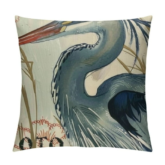 Summer Hello Beach Decorative Throw Pillow Covers Set of , Spring Blue Heron Bird Outdoor Pillowcase, Starfish Shell Nautical Cushion Case Home Decor