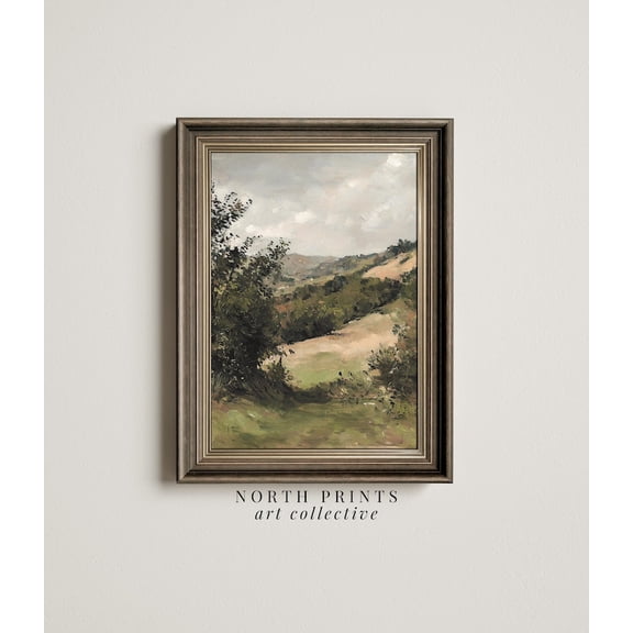 Summer Hillside Farmhouse Landscape Poster, Unframed Size 8x12