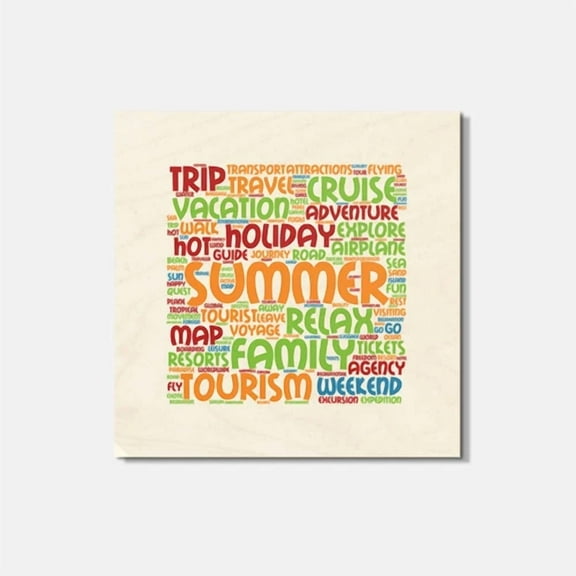 Summer Holiday 4'' X 4'' Square Wooden Coaster