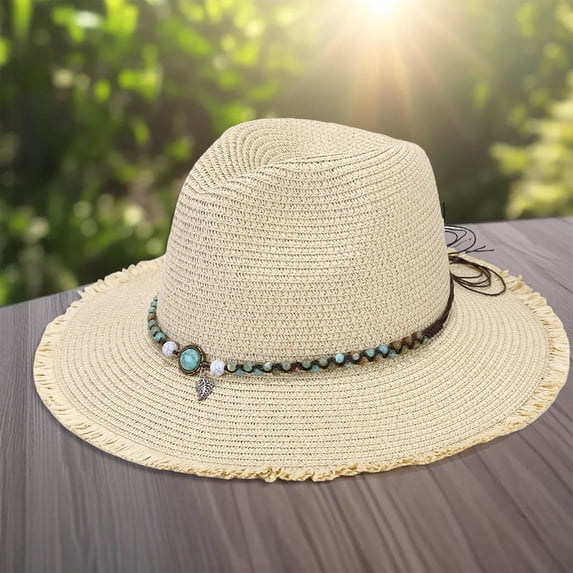 Summer Holiday Casual Style Sun Hat Panama Style Shade Bowler Hat Hand Fan Sunhat Cowboy Caps Hats for Women Small Head Stray Deal Roll up Hiking Visors for Women Womens Fedora Hat Foldable Floppy Hat