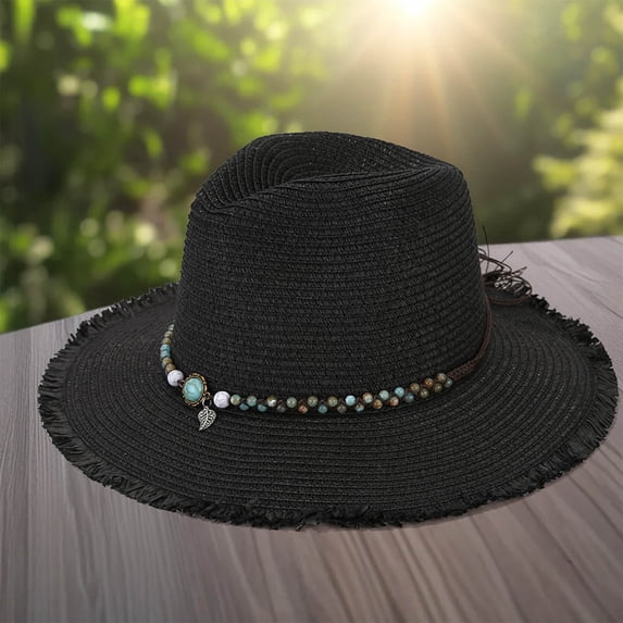 Summer Holiday Casual Style Sun Hat Panama Style Shade Bowler Hat Natural Hair Hat Dressy Hats for Women Lack of Temperance Submit Hat 603 Hat Ladies Hats and Caps for Summer Rude Hat Hat for