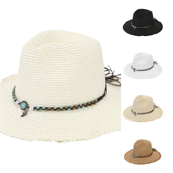 Summer Holiday Casual Style Sun Hat Panama Style Shade Bowler Hat River Rafting Hats One Size