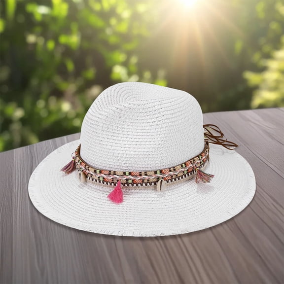 Summer Holiday Cowboy Style Outing Sun Hat Sub Ethnic Style Jazz Hat Large Brim Beach Hat Sombrero Impermeable Mens Hat Travel Ss2500 Visor Summer Hats for Beach Women's Visor Womens Hat Fedora Phrase
