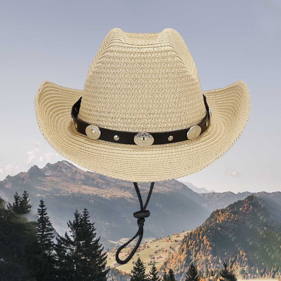 Summer Holiday Fashion Casual Style Sun Hat With Lanyard Outdoor Shade Cowboy Hat Floppy Hat for Women Women Fedora Resting Beach Face Floppy Hat Forestry Hat Friendship Hats Outdoor Hats for Men for