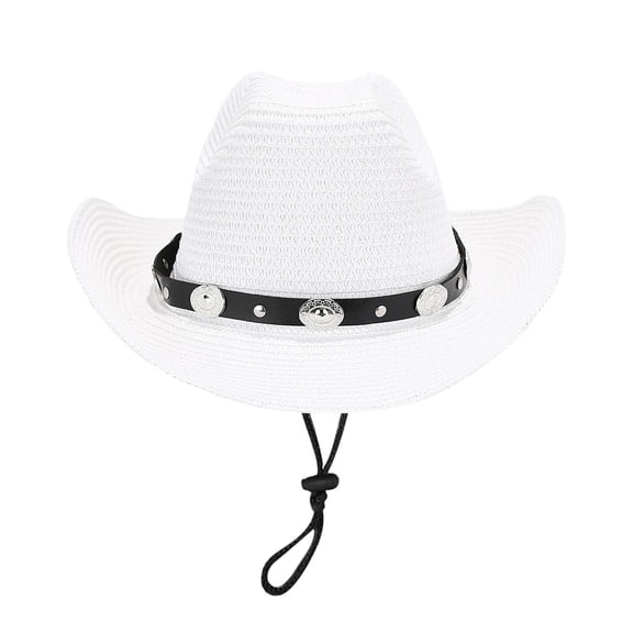 Summer Holiday Fashion Casual Style Sun Hat With Lanyard Outdoor Shade Cowboy Hat
