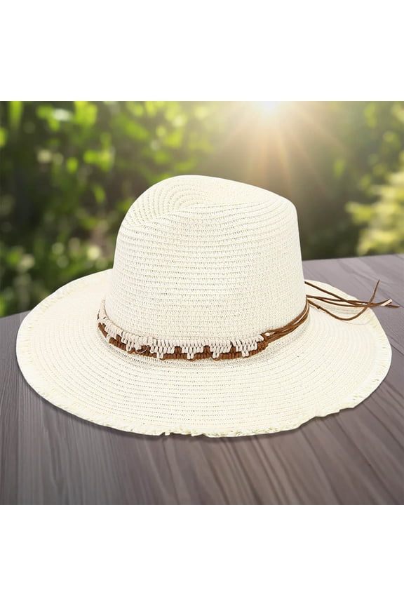 Summer Holiday Sun Hat Panama Style Outdoor Outing Shade Bowler Hat Woman Summer Hats Women's Visors Mens Outdoor Hats Womens Rain Hat Dressy Hats for Women C3 Visor Beach Women Bags Mens Hats Outdoor