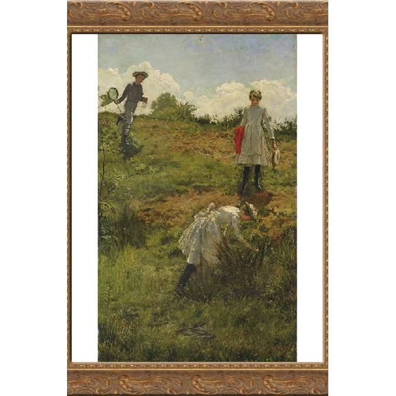 Summer Holidays 24x16 Gold Ornate Wood Framed Canvas Art by Julian Ashton