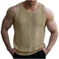 thumbnail image 1 of Summer Hollow Out Knitted Pullover Men Sleeveless Crew Neck Breathable Cool Muscle Tee Fathers Day Gift, 1 of 5