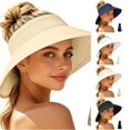 thumbnail image 1 of Summer Hollow Top Sun‑Shade Hat for Ladies Large Brim Breathable Packable Visor Cap Beach Vacation Driving Shopping Headwear, 1 of 4