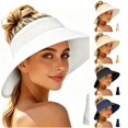 thumbnail image 1 of Summer Hollow Top Sun‑Shade Hat for Ladies Large Brim Breathable Packable Visor Cap Beach Vacation Driving Shopping Headwear, 1 of 4