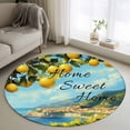 thumbnail image 1 of Summer Home Sweet Round Area Rugs 3 ft, Yellow Lemon Blue Sky Green Leaf Retro Washable Small Area Rug with Non-Slip Sturdy Edge Binding Round Front Door Mat Floor Carpet for Entryway, 1 of 9