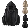 thumbnail image 1 of Summer Hooded Windbreaker Vest for Women, Sleeveless Button-Front Jacket with Water-Resistant Fabric, 1 of 6