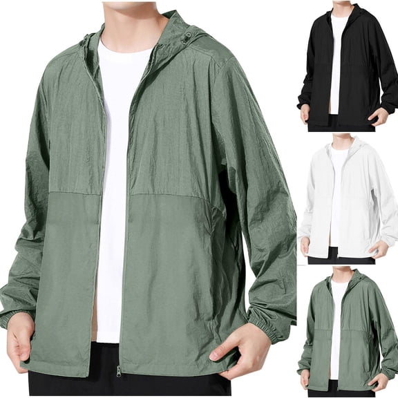 Summer Hooded for Men And Women Ice Silk Breathable Zipper fishing Outdoor UV Protection Sports coat Plus Size Up to 65% off!