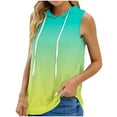 thumbnail image 1 of Summer Hoodie Tank Tops for Women Casual Sports Sleeveless Tee Shirts with Hood Drawstring Workout M-3XL (3XL, Light Blue 02), 1 of 3