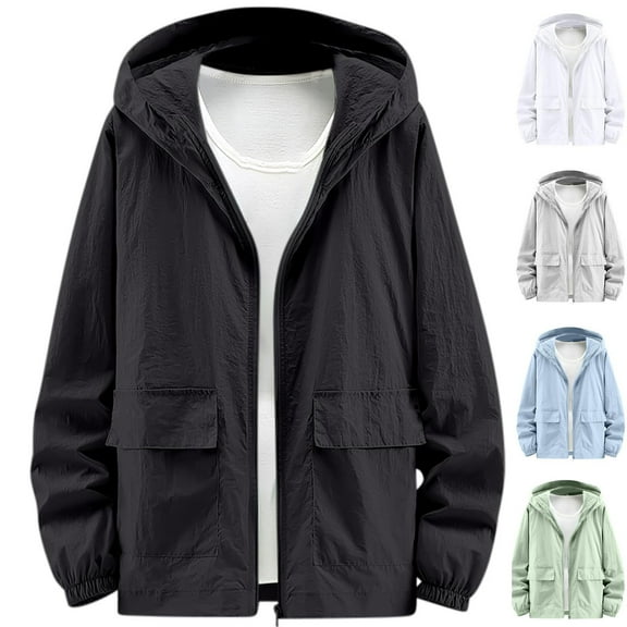 Summer Hoodie for Men Long Sleeved Sunscreen Solid Color Lightweight Outdoor Fishing Thin Style Casual Plus Size Save 65% Instantly!