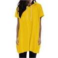 thumbnail image 1 of Summer Hoodies Short Sleeve Hoody Sweatshirt Long Tops to wear with Leggings Woman Casual July 4th Outfit (X-Large, Yellow), 1 of 5