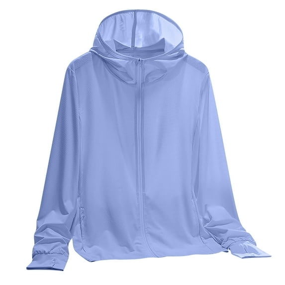 Summer Hoodies for Ladies Breathable Sun-protective Clothing Lightweight Reflective Solid Color Up to 65% off!