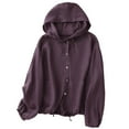thumbnail image 1 of Summer Hoodies for Ladies Fashionable Sunscreen Casual Solid Color Thin and light Long Sleeve Coat Tops Up to 65% off!, 1 of 5