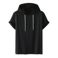 thumbnail image 1 of Summer Hoodies for Men Big & Tall Outdoor Casual Athletic Running Workout Solid Drawstring Hoodie Short Sleeve Pullover, 1 of 2
