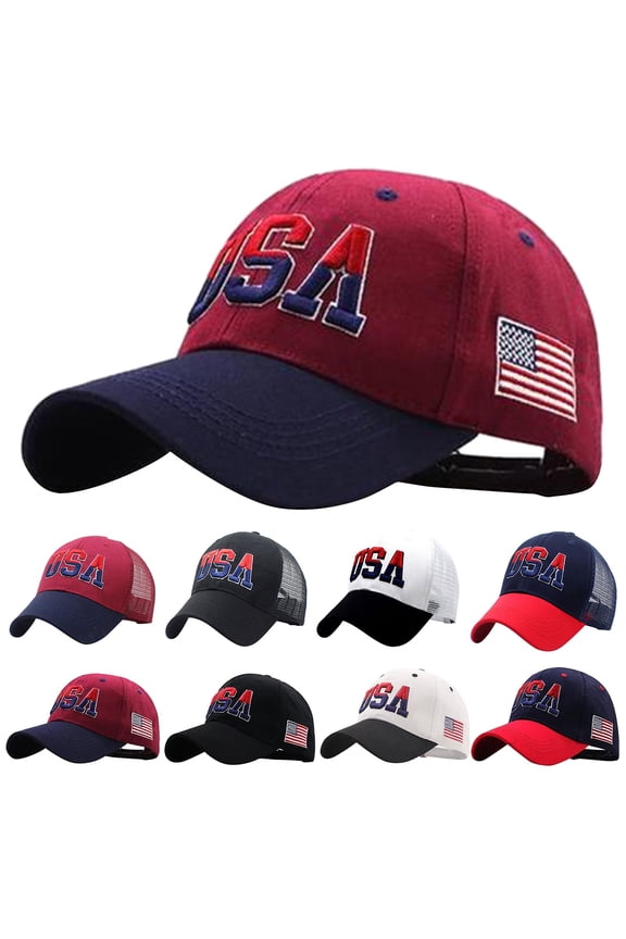Summer Hot Sales Under $5 Black2 Hats for Women GIJNRIUIUA Male Female Neutral America Flag Embroidery Grid Baseball Caps Adjustable Hat Visors Visor Hats