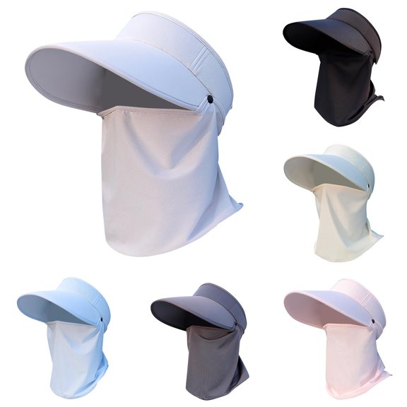 Summer Hot Sales Under $5 Blue Beach Sun Straw Hats for Women GIJNRIUIUA Ice Large Brim Baseball Cap Women's Empty Top Cap Summer Long Brim Casual Cap Outdoor Sports Sun Shield Summer Hats