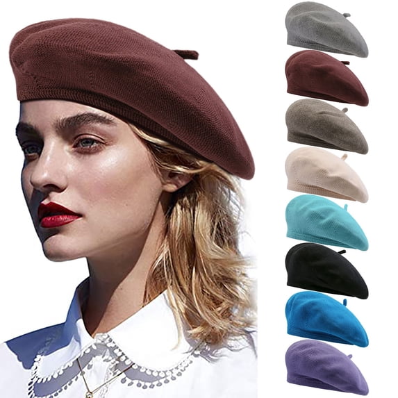 Summer Hot Sales Under $5 Blue Beret Hats for Women GIJNRIUIUA Lady Beret Autumn Winter Lightweight Breathable Fashion Solid Color Bonnet Newsboy Hats