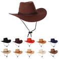thumbnail image 1 of Summer Hot Sales Under $5 Brown Cowboy Hat GIJNRIUIUA Men's Western Hat with Leather and Metal Embellishments Brown Cowboy Hat for Outdoor and Casual Wear Fishing Hat, 1 of 3
