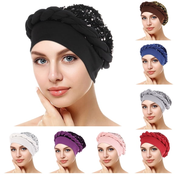 Summer Hot Sales Under $5 Coffee Lightweight Beanie for Women GIJNRIUIUA Cap Cover Headwear Wrap Pre-Tied Hat Braid Ethnic Head Turban Baseball Caps Beanie