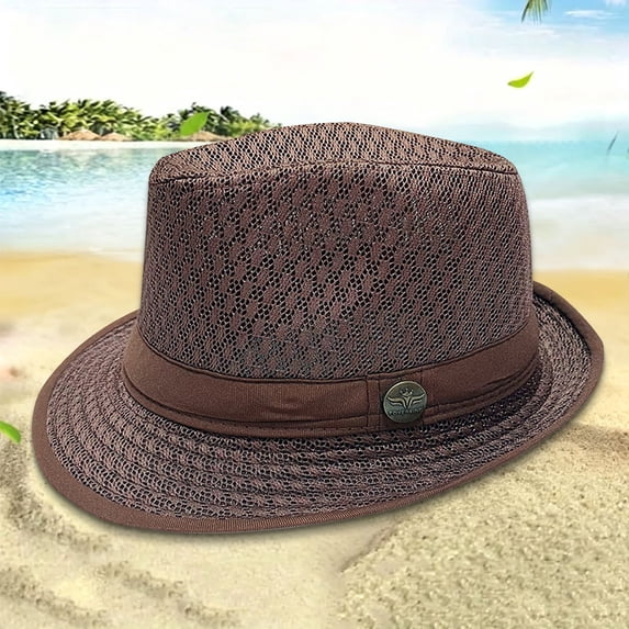 Summer Hot Sales Under $5 Coffee West Wide Brim Cap for Men Women GIJNRIUIUA Men's Mesh Hat Breathable Summer Sun Hat Short Brim Panama Hat With Trucker Hats