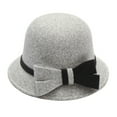 thumbnail image 1 of Summer Hot Sales Under $5 Gray1 Church Hats GIJNRIUIUA Women Felt Beret Hat with Pearl Detail Elegant Winter Hat Autumn and Winter Bow Knot Round Top Casual Fisherman's Basin Cap Small Bowler Hat, 1 of 3