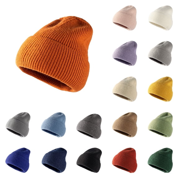 Summer Hot Sales Under $5 Blue Beanie Hat GIJNRIUIUA Outdoor Knitted Warm Hat Women's Solid Hat Fashion Casual Baseball Caps Muslim Hijab Cap