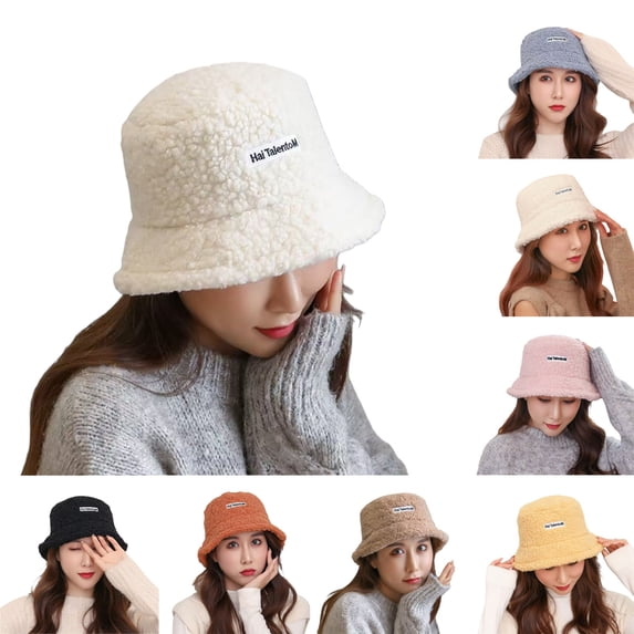 Summer Hot Sales Under $5 Blue Bucket Hats for Men Women GIJNRIUIUA Women's Lamb Fisherman Hat All Outdoor Warm Beach Hats