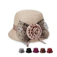 thumbnail image 1 of Summer Hot Sales Under $5 Brown Church Hats GIJNRIUIUA Women Linen Flower Bucket Hat with Mesh Bow Elegant Dressy Hat Baseball Caps, 1 of 5