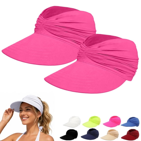 Summer Hot Sales Under $5 Pink Beach Sun Hat GIJNRIUIUA Women's 50+ Sun Visor Hat Wide Brim Lightweight Foldable Ponytail Cap for Summer Fishing Hat