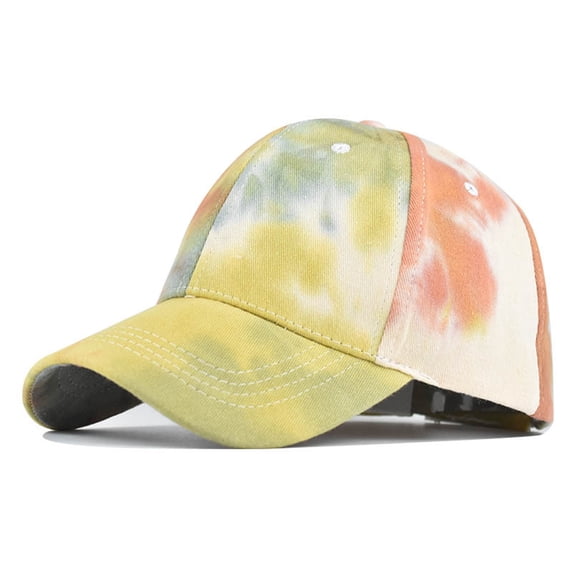 Summer Hot Sales Under $5 Yellow Headwear Snapback Trucker GIJNRIUIUA Women Casual Tie Dye Printed Colorful Baseball Cap Cap Visors Sun Hats