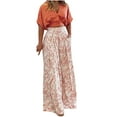 thumbnail image 1 of Summer Hot Saving! ITSUN Women Outfits Froral Print Casual V Neck Short SLeeve Top Long Pant Leisure Set Orange S, 1 of 5