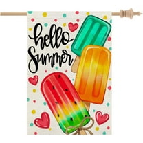 Summer House Flag Popsicles Double Sided 28x40 Inches Large Burlap Welcome Seasonal Welcome Yard Decoration for Outside Porch CF1813-40