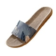 thumbnail image 1 of Summer House Slippers for Women Open Toe Women Linen Slippers Breathable Indoor Slip On Home Shoes ﻿, 1 of 3