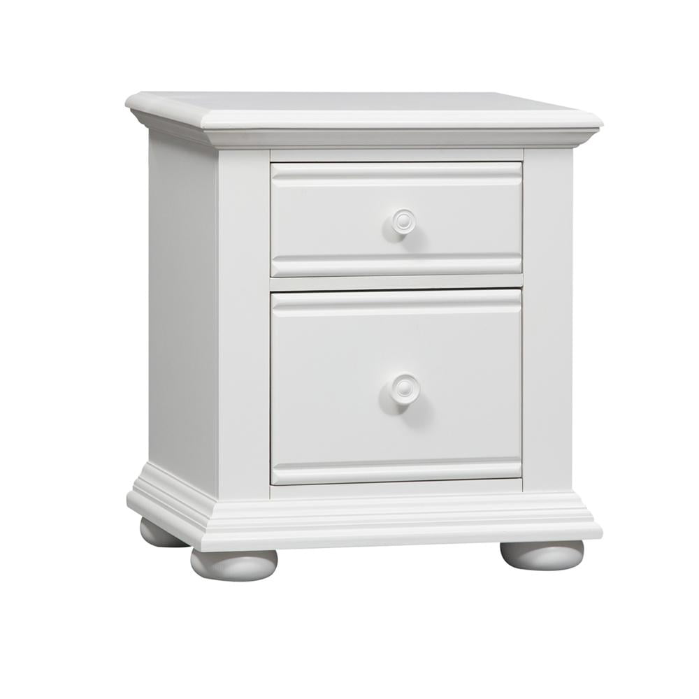 Cottage Charm White 2-Drawer Nightstand with Bun Feet