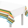 thumbnail image 1 of Summer Hues Stripes Tropical Luau Theme Party Decoration Plastic Tablecover, 1 of 1