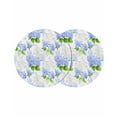 thumbnail image 1 of Summer Hydrangeas Round 15 Inch Placemats Set of 2, White Blue Flowers Pastoral Leaves HeatResistant Non Slip Place Mats for Dining Table, Wipeable Braided Kitchen Table Mats for Housewarming, 1 of 9