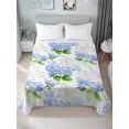 thumbnail image 1 of Summer Hydrangeas Twim XL Size Flat Sheet, Wrinkleproof & Fadeproof Cooling Flat Bed Sheet Only, White Blue Flowers Pastoral Leaves Breathable Soft Bedding Top Sheets 66 x 102 Inches, 1 of 8