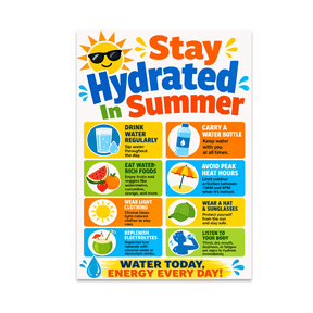 Summer Hydration Safety Chart - Home Decor Enthusiast - 13x19 Poster Print
