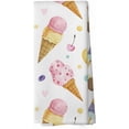thumbnail image 1 of Summer Ice Cream Cone Kitchen Towels - Seasonal Holiday Summer Dish Towels Gifts for Girls, Friut Ice Pop Decorative Absorbent Dishcloths Hand Towels for Kitchen Decor 18x26 Inches, 1 of 6