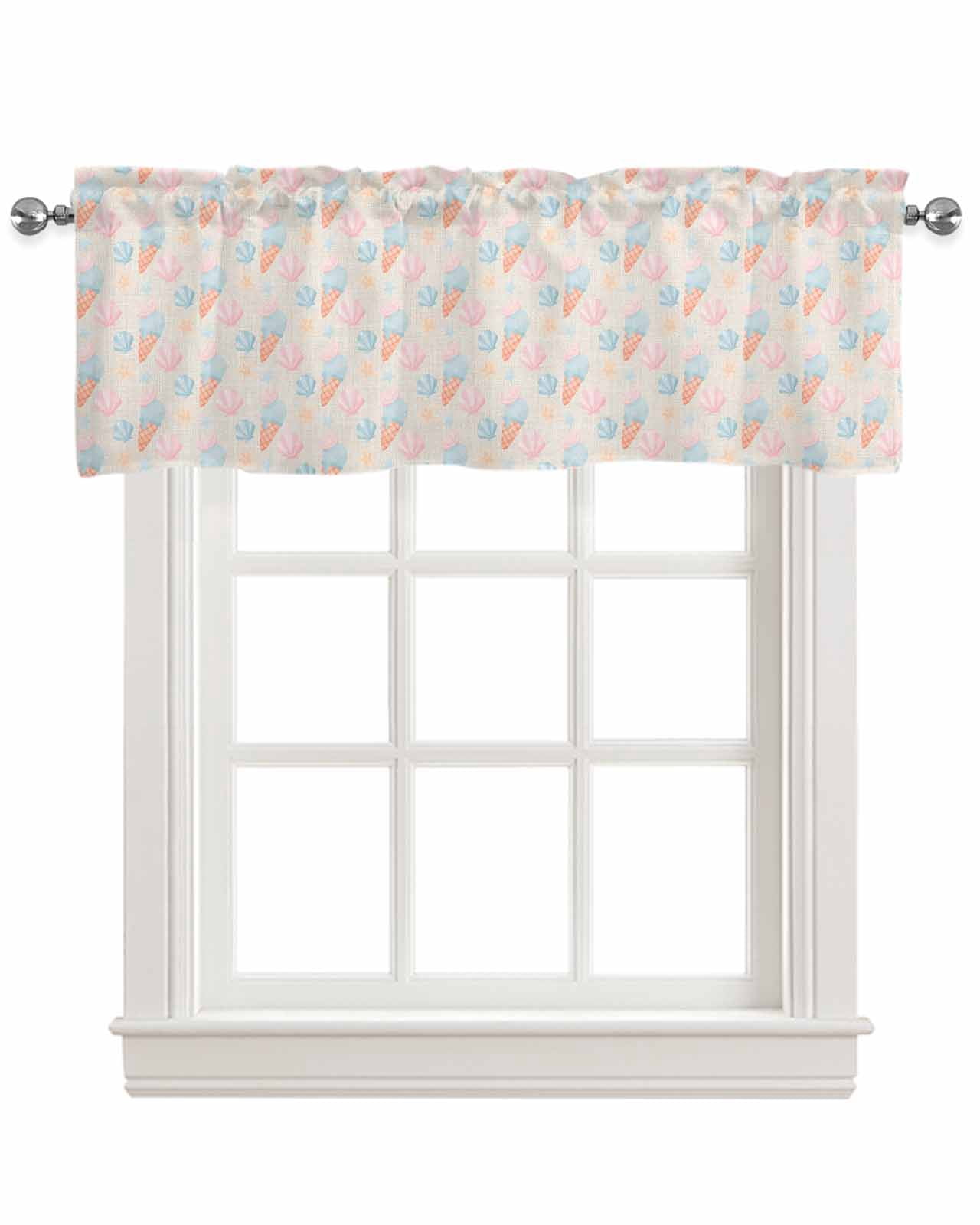 Pocket Topper Summer Ice Cream Linen Curtain Valance for Bedroom/Bathroom/Kitchen ...
